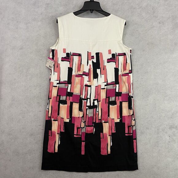 Apostrophe Boat Neck Sheath Dress Womens M Retro Geometric Stretch Vintage NEW - Picture 7 of 13